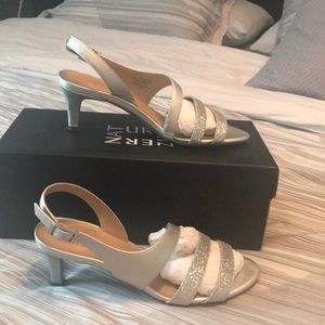 Naturalizer dress open toe shoes silver 6.5